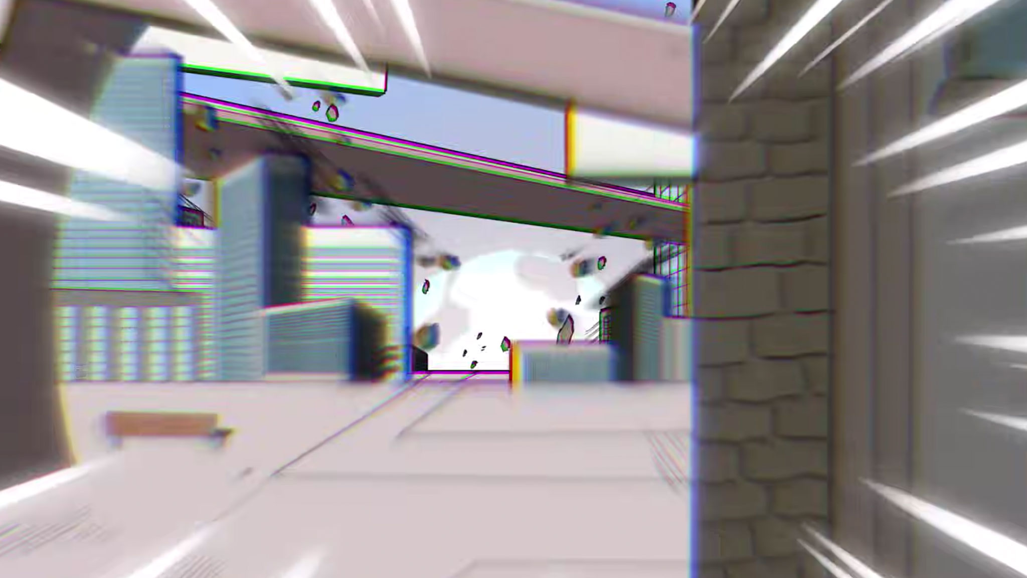 dynamic shot of buildings zooming by
